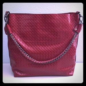 *New* Red Leather Woven Purse